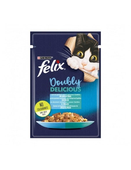 Felix Doubly Delicious με Σαρδέλες & Σολομό σε Ζελέ 85g