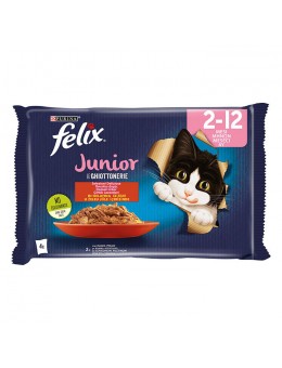 Felix Junior Πολυσυσκευασία Βοδινό & Κοτόπουλο σε ζελέ 4x85g