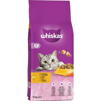 WHISKAS® Adult Πλήρης Ξηρή Τροφή Γάτας με Κοτόπουλο 14kg