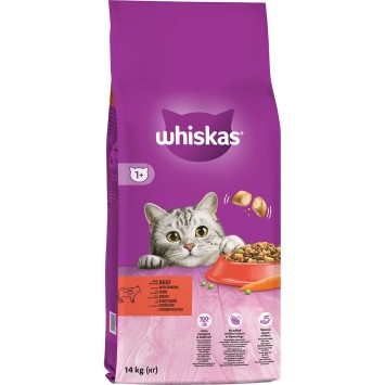 WHISKAS® Adult Πλήρης Ξηρή Τροφή Γάτας με Μοσχάρι 14kg