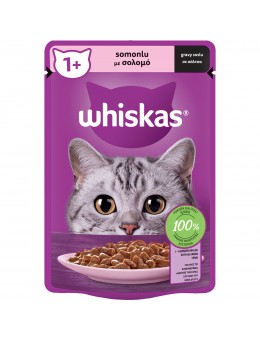 WHISKAS® Φακελάκι Adult Πλήρης Υγρή Τροφή Γάτας Σολομός σε Σάλτσα 85g