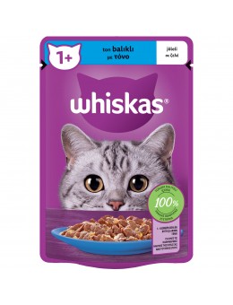 WHISKAS® Φακελάκι Adult Πλήρης Υγρή Τροφή Γάτας Τόνος σε Ζελέ 85g 3+1 Δώρο