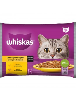 WHISKAS ® Φακελάκι Adult Πλήρης Υγρή Τροφή Γάτας Επιλεγμένα Πουλερικά σε Σάλτσα 4x85g