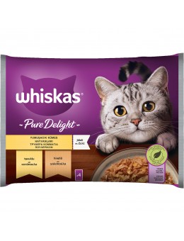 WHISKAS® Pure Delight Adult Πλήρης Υγρή Τροφή Γάτας Τρυφερά Κομμάτια Πουλερικών σε Ζελέ Φακελάκι
4x85g