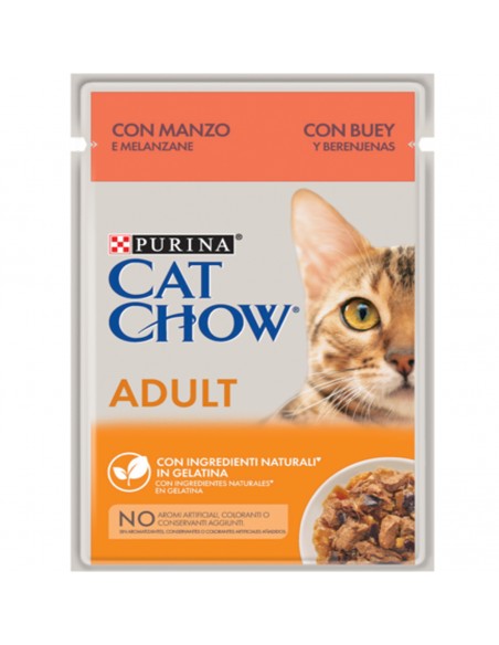 Purina Cat Chow Adult Bοδινό & Μελιτζάνες σε Ζελέ 85gr