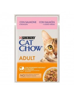 Purina Cat Chow Adult Σολομός & Πράσινα Φασολάκια σε Ζελέ 85gr