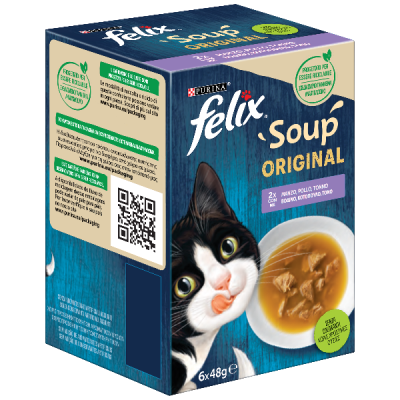 Felix Soups Πολυσυσκευασία με Βοδινό Κοτόπουλο και Τόνο 6x48g