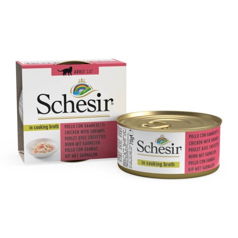 Schesir Cat Broth Κοτόπουλο Με Γαρίδες 70g