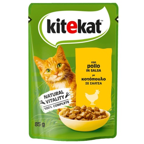 Kitekat® Adult Πλήρης Υγρή Τροφή Γάτας Κοτόπουλο σε Σάλτσα Φακελάκι 85g