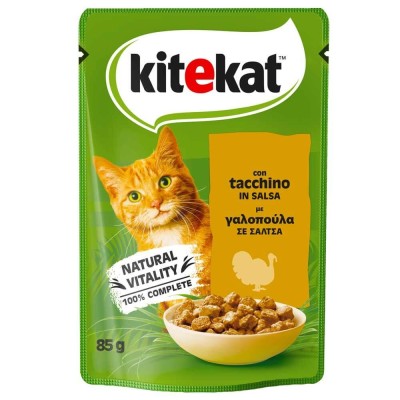 Kitekat® Adult Πλήρης Υγρή Τροφή Γάτας Γαλοπούλα σε Σάλτσα Φακελάκι 85g