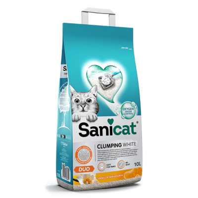 Sanicat Clumping White Active Duo Vanilla & Mandarin 10lt