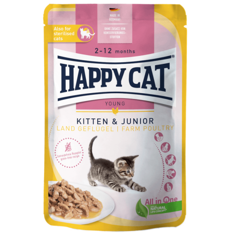 Happy Cat Grainfree-Meat in Sauce-Kitten και Junior ΠΟΥΛΕΡΙΚΑ ΦΑΡΜΑΣ 85gr