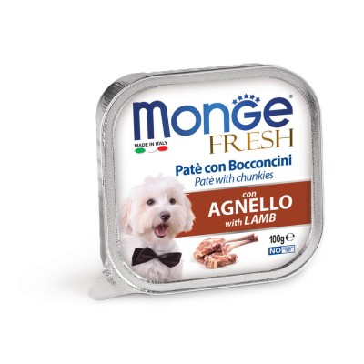 Monge Fresh Adult για Σκύλους Πατέ & Κοματάκια με Αρνί 100g Alucups