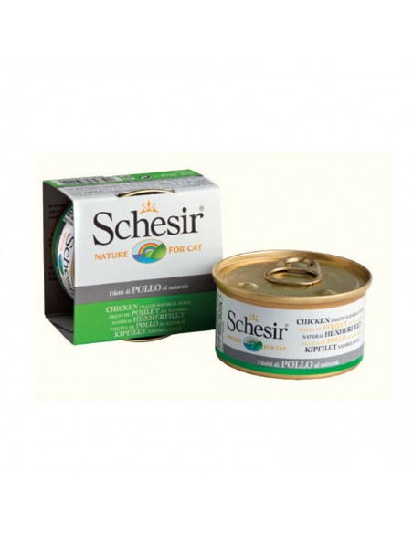 Schesir Cat Natural με Φιλετάκια Κοτόπουλου σε Φυσικό Ζωμό 85g 5+1 Δώρο